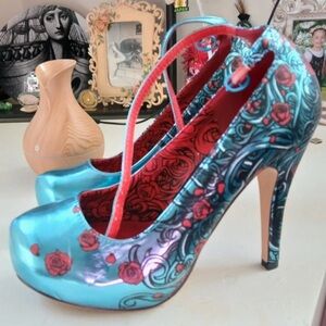 Funtasma Blue and Red Floral Heels